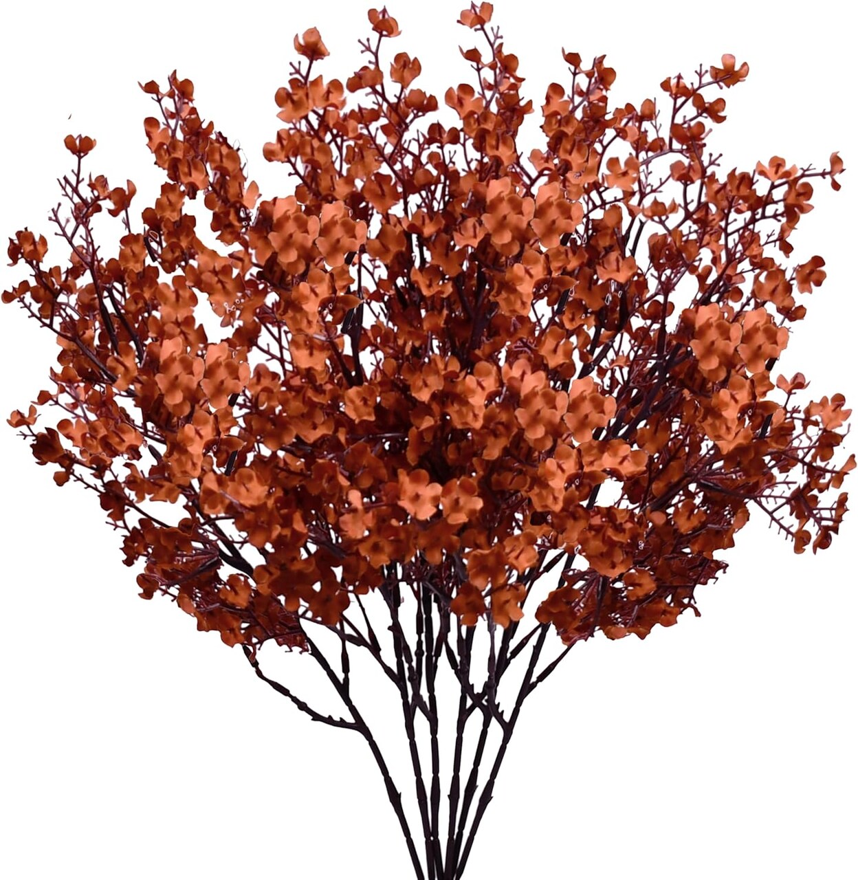 6 Bundles Burnt Orange Artificial Baby’s Breath Flowers – 18.5-Inch Silk Gypsophila for Wedding Bouquets, Table Centerpieces, Home Décor, and Modern European Floral Arrangements